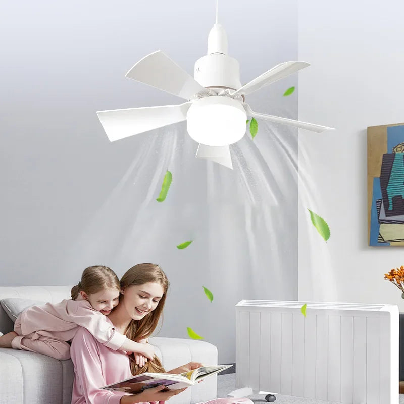 Ventilador Portátil de Teto com Lâmpada LED 30W